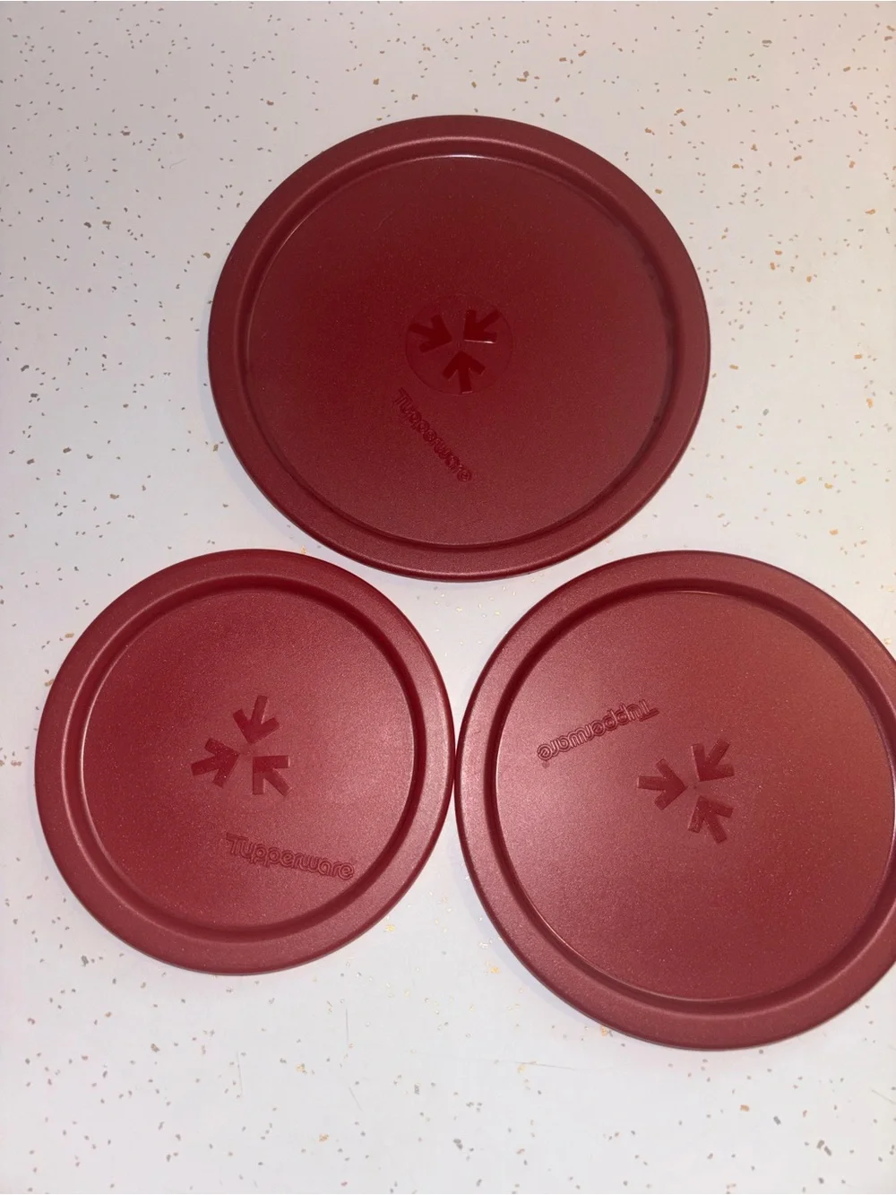 Tupperware Christmas Holiday Stacking Canisters Set of 3 Red Vintage Style